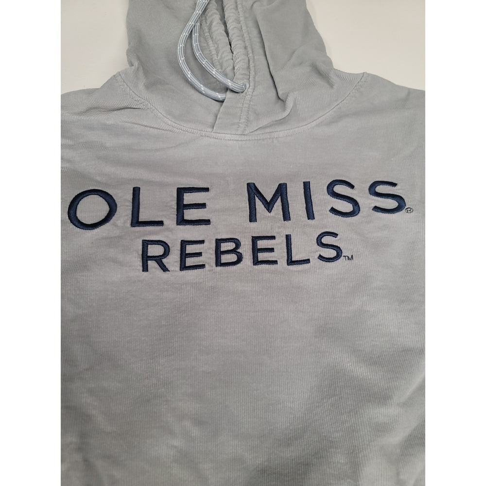 Ole Miss Rebels Soft Corduroy Hoodie Pullover Collegiate Fall Fashio Gray Size S